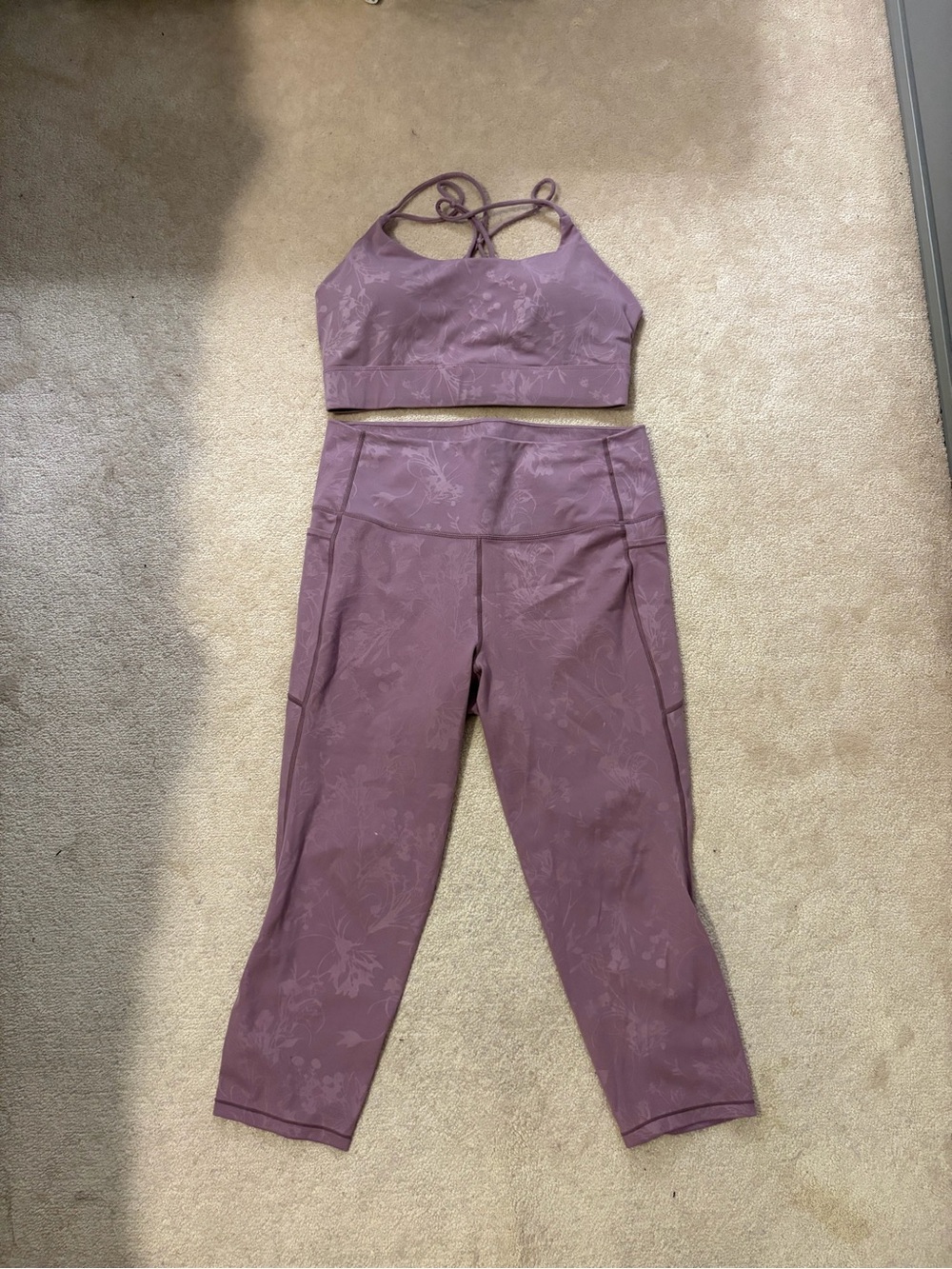 Ziya High-Rise Crop Leggings Set in Dusty Mauve
